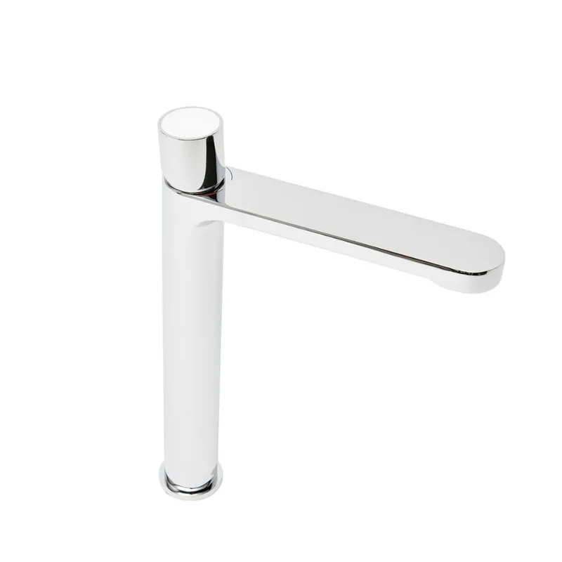 Mitigeur de lavabo XL Fusion avec levier de vidange en verre blanc (SATBSFU285BS)