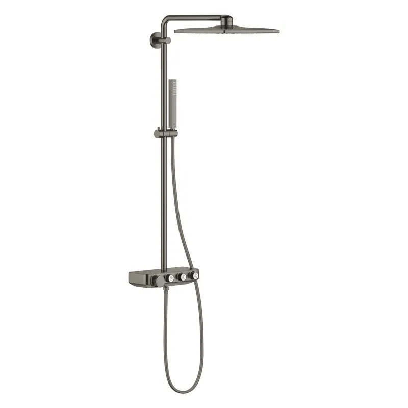 Euphoria Smartcontrol System 310 Cube Duo, Colonne de douche avec mitigeur thermostatique, Hard Graphite brossé (26508AL0)