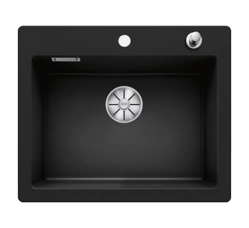 Evier PALONA 6 PuraDur en céramique avec vidage automatique 61.5x51cm, Noir (524738)