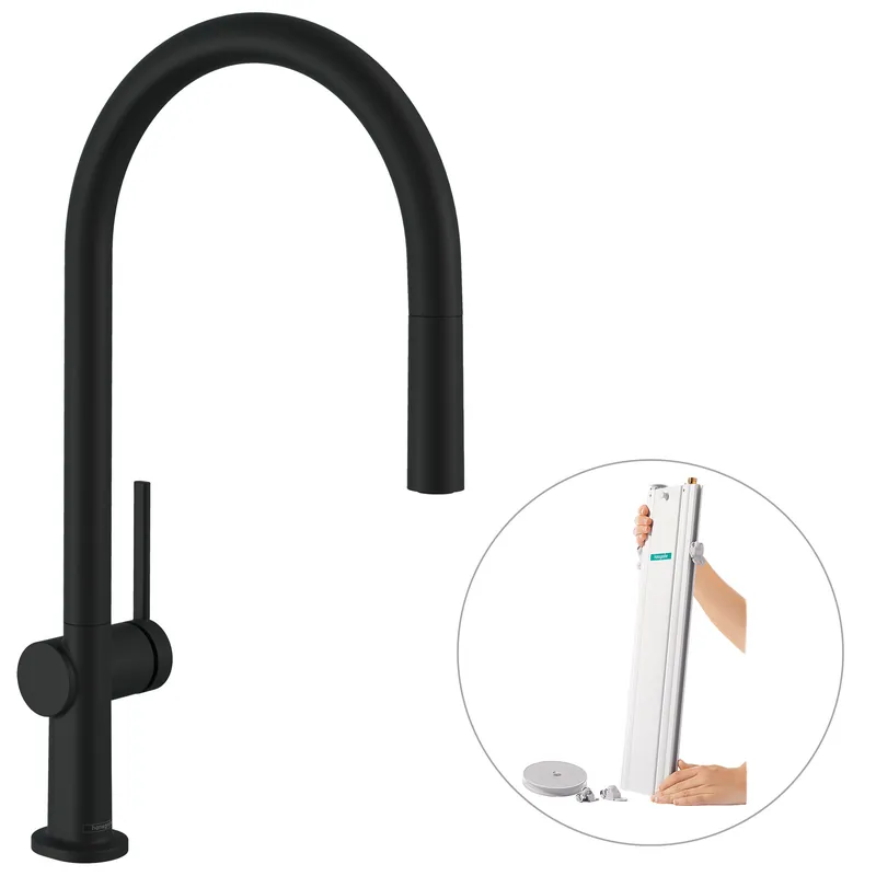 Talis M54 Mitigeur de cuisine 210, avec douchette extractible 1 jet, sBox, Noir mat (72803670)