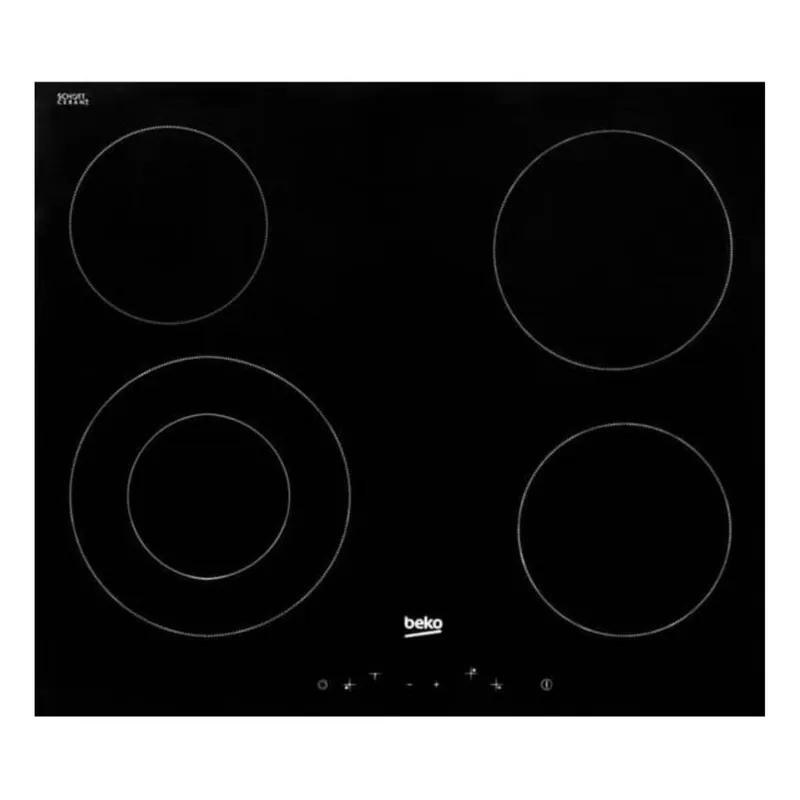 Plaque de cuisson vitrocéramique avec 4 feux + double zone, 6800 W fonction d‘arrêt automatique 58x81cm, Noir (HIC64401)