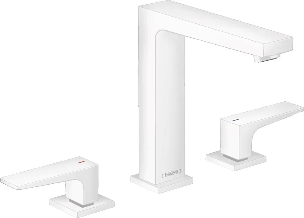 Metropol 160 Mélangeur de lavabo 3 trous poignées manettes, bonde Push-Open, Blanc mat (32515700)