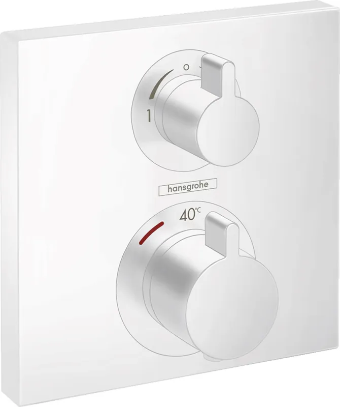 Ecostat Square Set de finition pour mitigeur thermostatique encastré avec robinet d’arrêt et inverseur Blanc mat 15714700