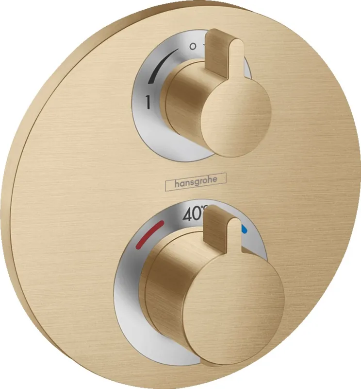 Ecostat S Set de finition pour mitigeur thermostatique encastré avec robinet d’arrêt et inverseur, Bronze brossé (15758140)