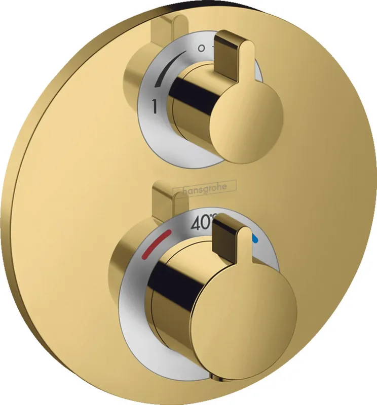 Ecostat S Set de finition pour mitigeur thermostatique encastré avec robinet d’arrêt et inverseur, Aspect Doré poli (15758990)