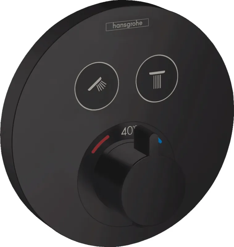 ShowerSelect S Set de finition pour mitigeur thermostatique encastré avec 2 fonctions, Noir mat (15743670)