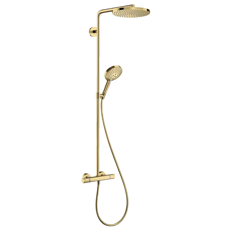 Raindance Select S Colonne de douche 240 1 jet PowderRain avec mitigeur thermostatique, Aspect Doré poli (27633990)