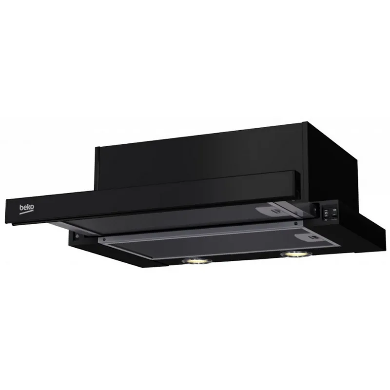 Hotte de cuisine télescopique semi-encastrée avec 3 vitesses, niveau sonore 61dB, Noir (HNT62210B)