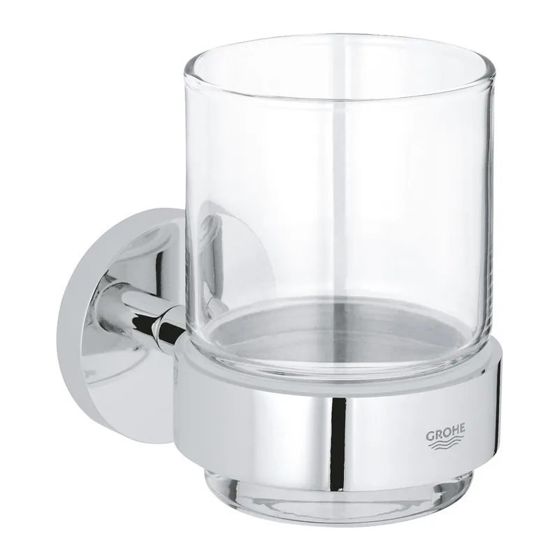Essentials Verre en cristal avec support, Chrome (40447001)