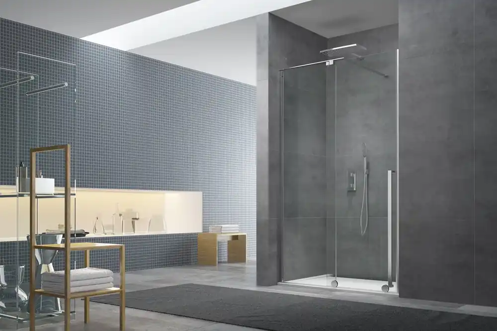 Walk-in X Motion Porte coulissante de douche sans profilés, verre transparent Easy Clean 140x200cm (SIKOWIXM140)