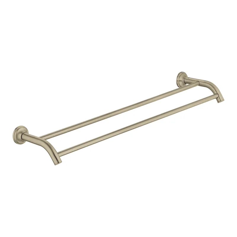 Essentials Authentic Double barre porte-serviettes en métal avec fixations cachées, Nickel brossé (40654EN1)