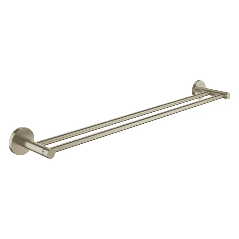 Essentials Double barre porte-serviettes en métal avec fixations cachées, Nickel brossé (40802EN1)