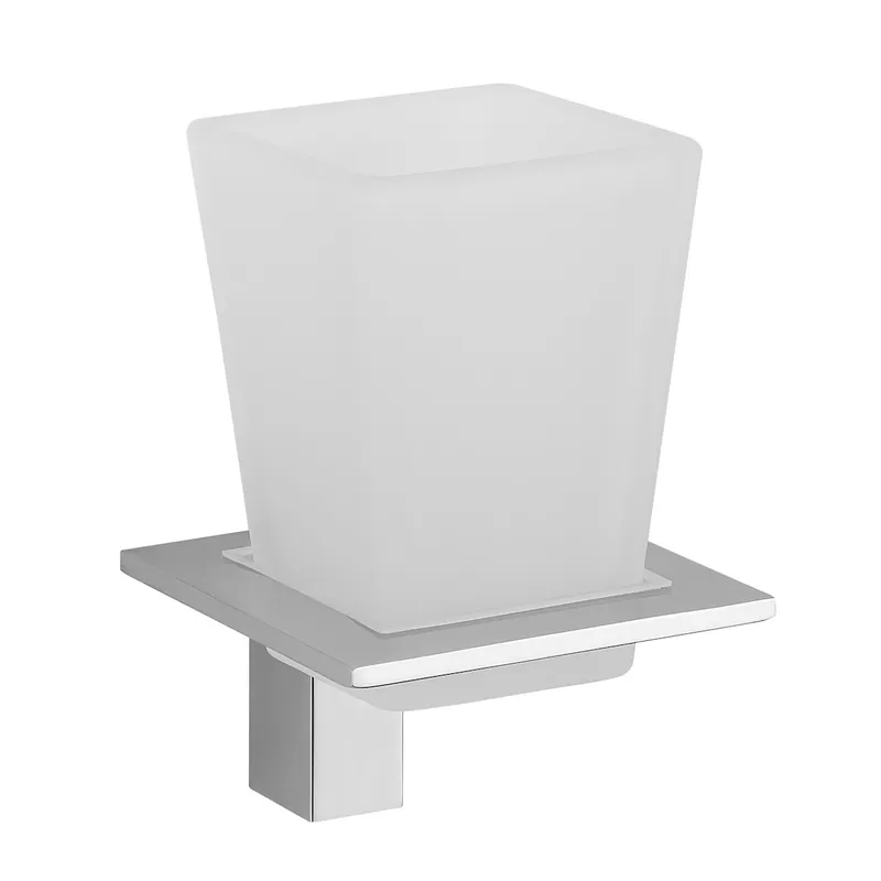 Donata Verre et Support design carré moderne en métal, Chrome (DON27)
