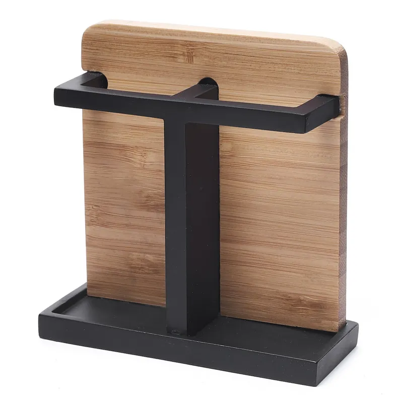 Hombre Porte-brosse à dents en polyrésine et bois de bambou, Noir (HOM11)
