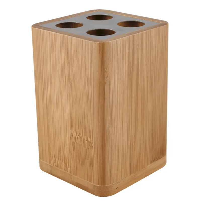 Latia Porte-brosse à dents en bois de bambou, Bois clair (LAT11)