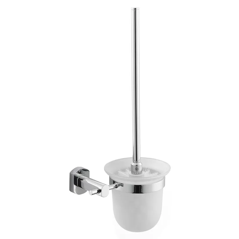 Cube Way Brosse de toilette murale en verre et métal, Chrome (SPI37)