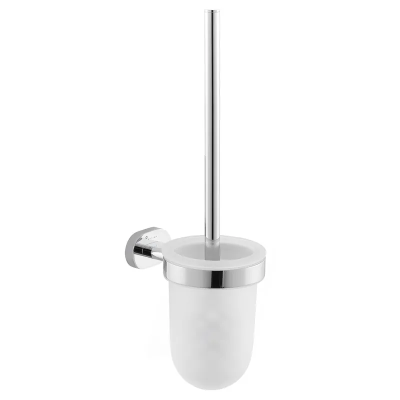 Valeta Brosse de toilette en verre et métal, Chrome (VAL37)