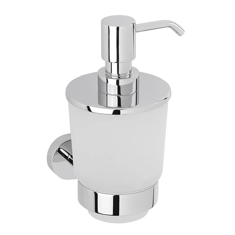 Valeta Distributeur de savon mural en verre et métal, Chrome (VAL99)