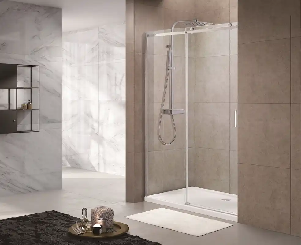 T-Linea Porte coulissante douche verre trempé Easy Clean 120x200cm Ouverture droite à gauche TLDNEW120L02