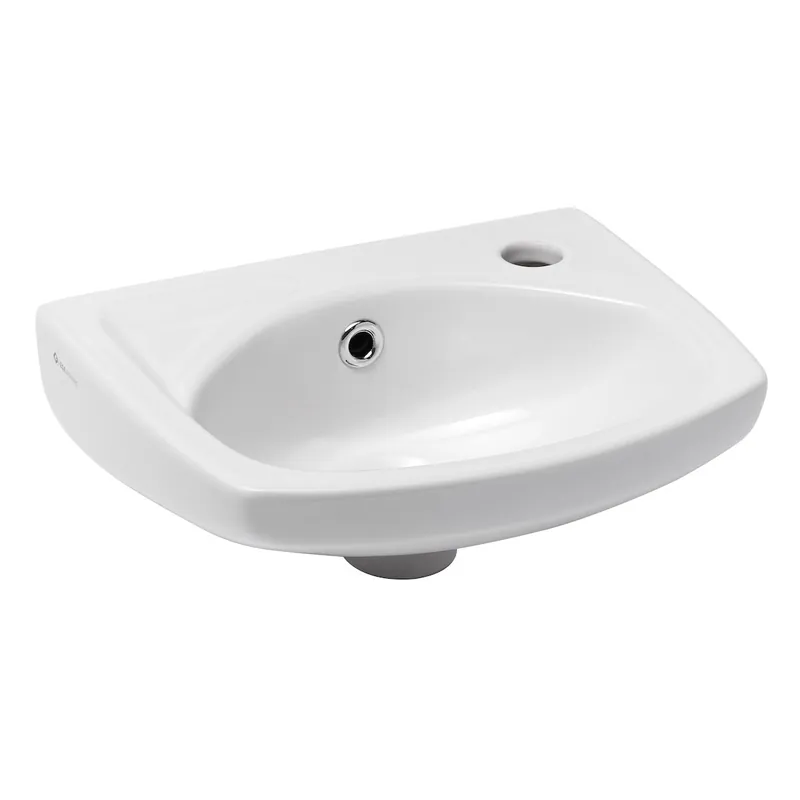 Lave-mains mural Blanc 35 × 28 cm – trou de robinetterie à droite, avec trop-plein (EUR913)