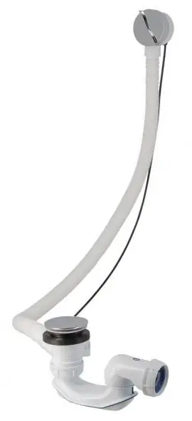 Easybain Vidage baignoire avec câble 108cm, Débit de 70l/min, Rotule orientable à 360°, pour perçage Ø52mm (0203612)
