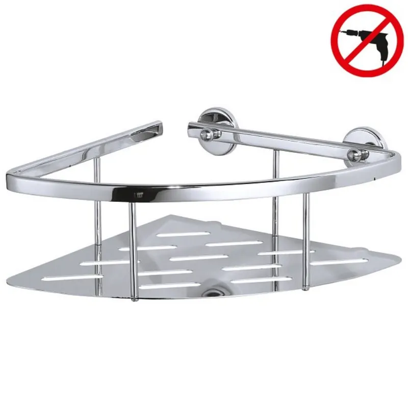 Aluxx Panier d‘angle avec plateau en aluminium chromé inoxydable, pose facile sans perçage (40203-00000-00)