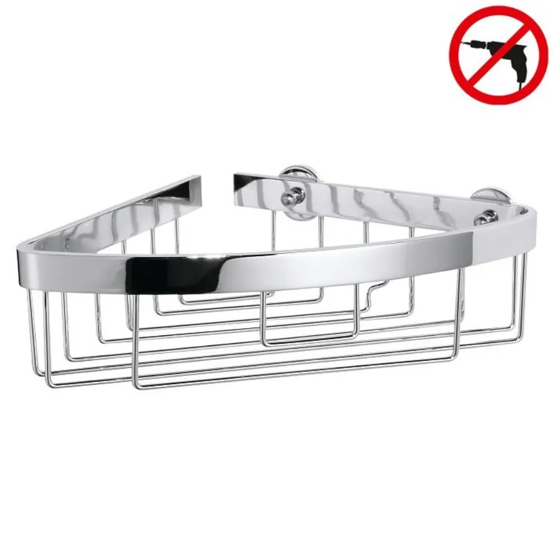 Aluxx Panier d‘angle avec bord large, en aluminium chromé inoxydable, pose facile sans perçage (40209-00000-00)