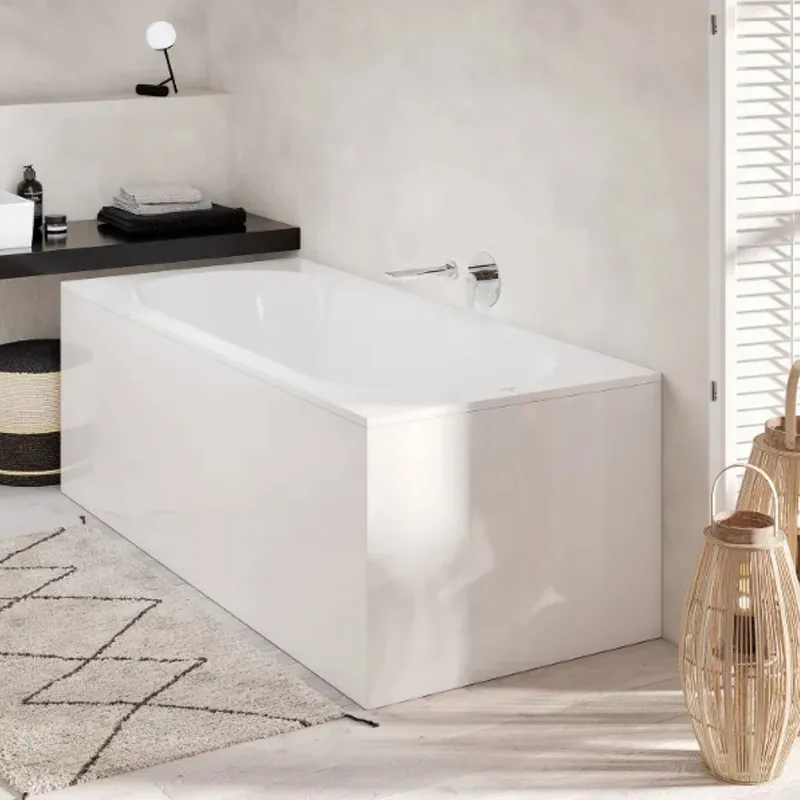 Oberon 160 x 75 cm Baignoire gauche et droite ovale en Quaryl®, avec pieds, blanc (BQ160OBE2V-01)