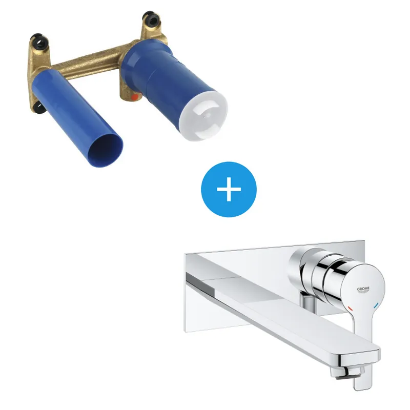 Lineare Set Mitigeur monocommande 2 trous lavabo encastré mural Chrome Taille L + Corps encastré (23444001-SET)