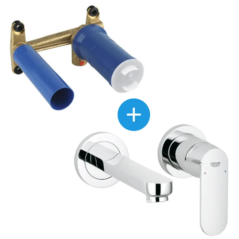 Eurosmart Cosmopolitan Set Mitigeur de lavabo encastré mural Chrome Taille S + Corps d‘encastrement (19381000-SET)