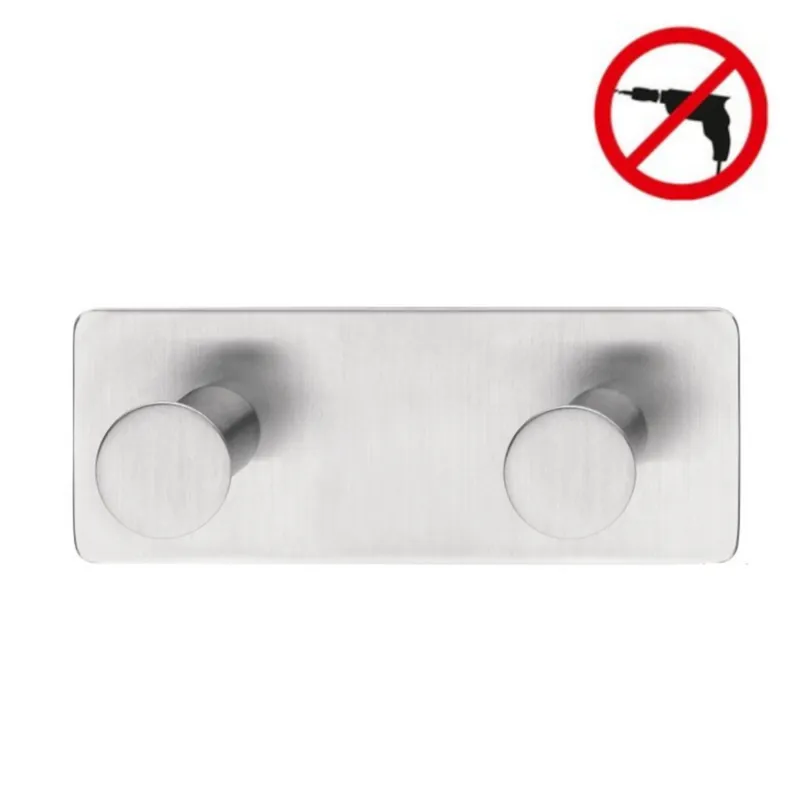 Powerbutton Crochet porte-serviette double, acier inoxydable, pose facile sans perçage (59333-00000-00)