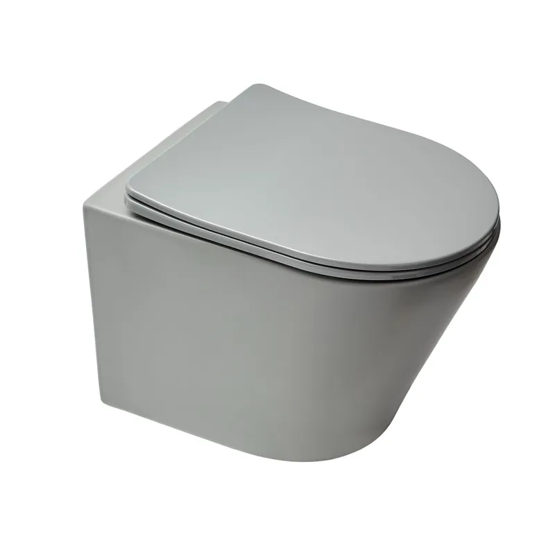 WC suspendu Infinitio gris mat sans bride et fixations invisibles + abattant frein de chute (GreyInfinitio)