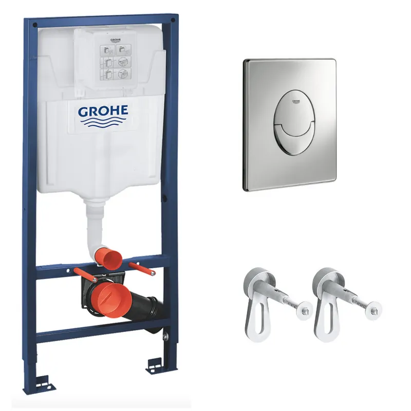 Set Bâti-support Rapid SL + Equerres murales + Plaque Grohe Skate Air chrome (38528001-A)
