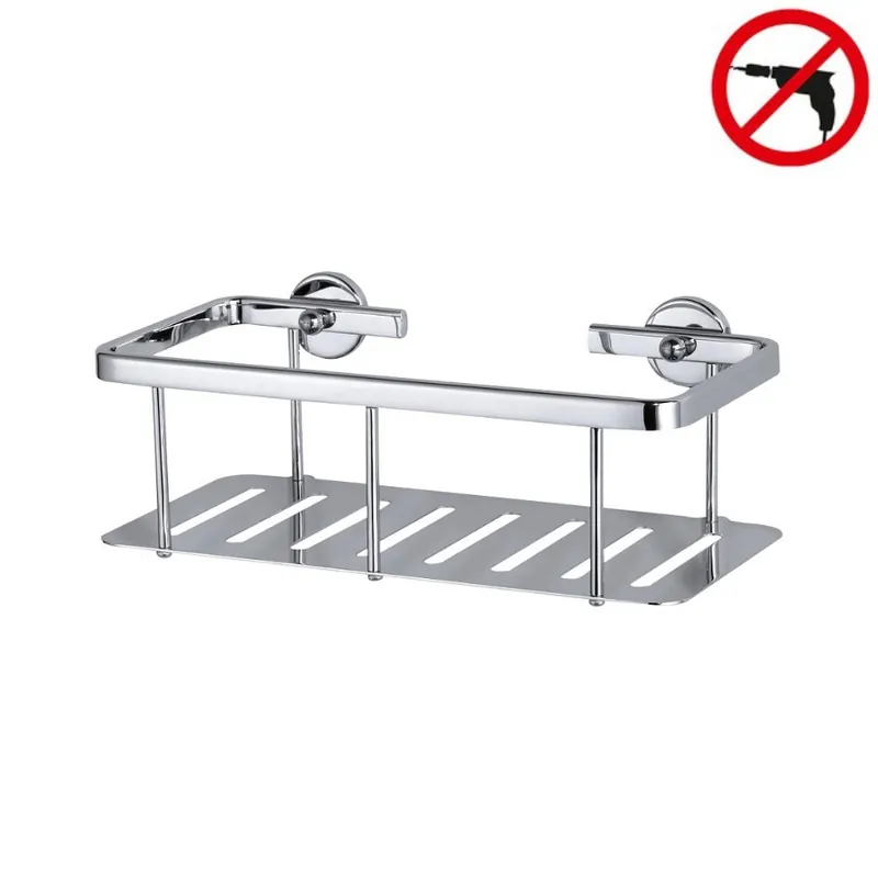 Aluxx Panier de douche en aluminium chromé inoxydable 9,2x25x12,5cm, pose facile sans perçage (40202-00000-00)