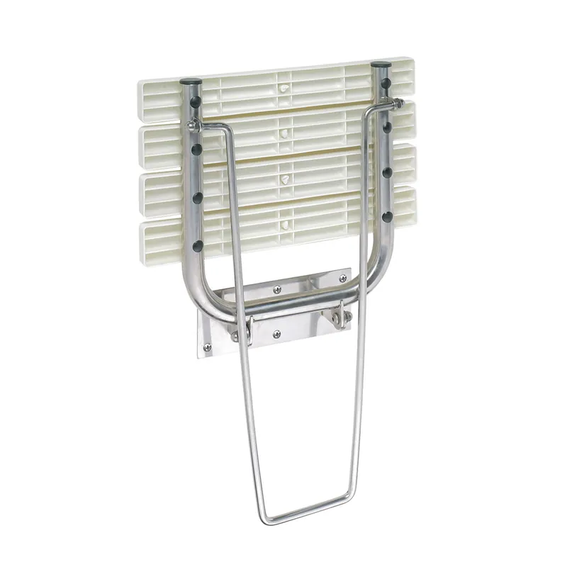 HELP Siège de douche rabattable avec jambe de sécurité 44x46x47cm en Acier inoxydable brossé, Blanc (301102182)