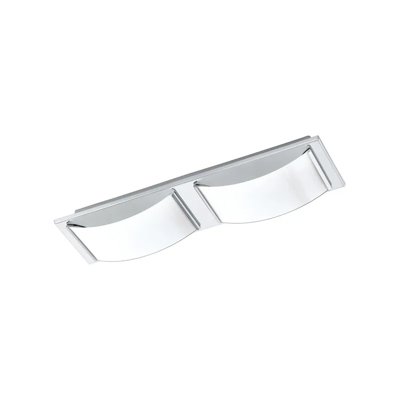 Wasao Plafonnier ou applique murale LED avec 2 spots 42cm, 3000K blanc chaud, Inox (94882)