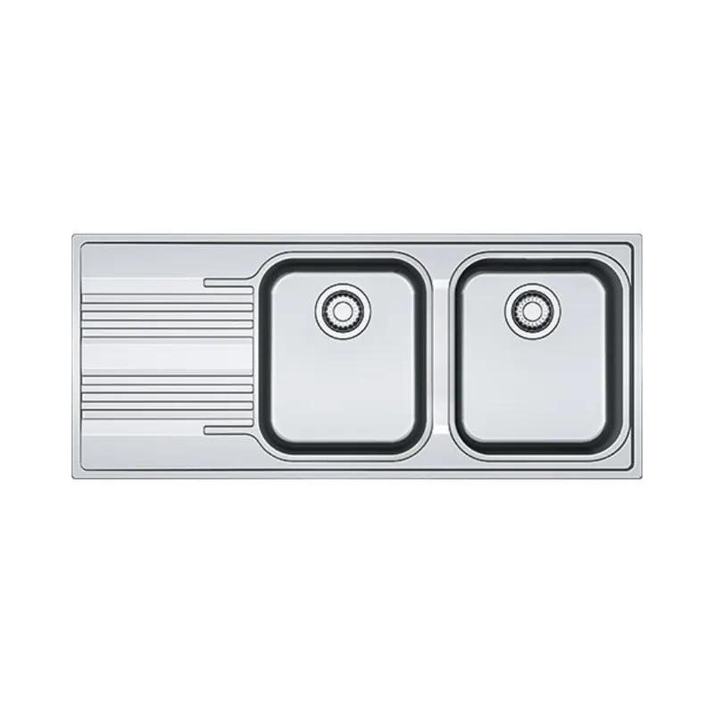 Smart SRX 621 Evier 116x50cm avec double cuve et égouttoir à gauche, Acier inoxydable (101.0356.896)