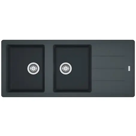 Basis BFG 621 Evier 116x50cm avec double cuve et égouttoir réversible, Fragranit +, Graphite (BFG621G)