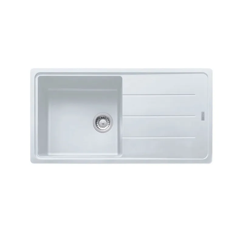 Basis BFG 611-97 Evier 97x50cm avec égouttoir réversible, Fragranit +, Blanc Artic (BFG61197B)