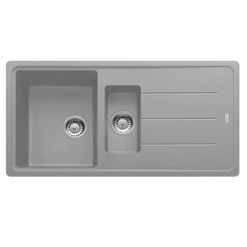 Basis BFG 651 Evier 97x50cm avec vide sauce et égouttoir réversible, Fragranite +, Pierre Grise (BFG651SK)