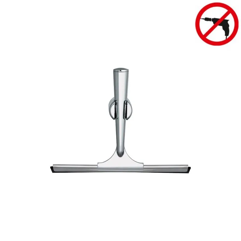 Draad Raclette de douche 17,5x23,9x5,5cm avec support mural, Métal, Chrome, pose facile sans perçage (40224-00000-00)