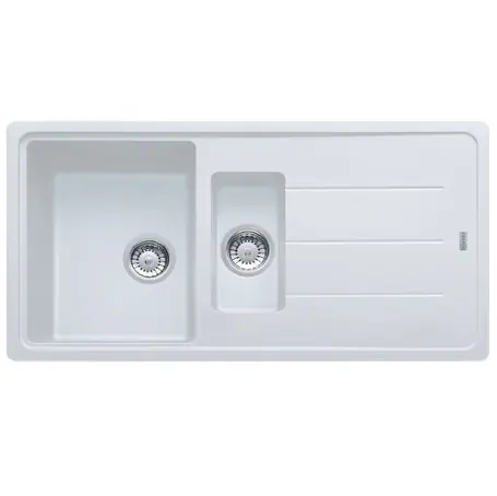 Basis BFG 651 Evier 97x50cm avec vide sauce et égouttoir réversible, Fragranit +, Blanc (BFG651B)