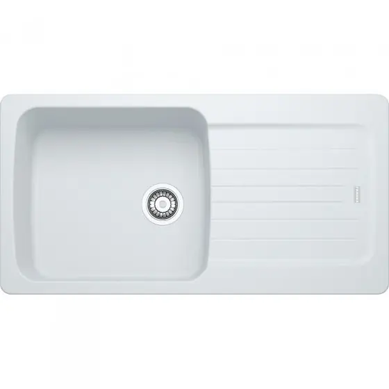 Aveta AVD611-97 Evier 97x50cm avec égouttoir réversible, Fradura, Blanc (AVD611-97B)