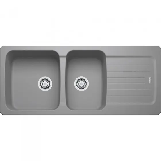 Aveta AVD 621 Evier 116x50cm avec double cuve et égouttoir réversible, Fradura, Gris (AVD621SE)