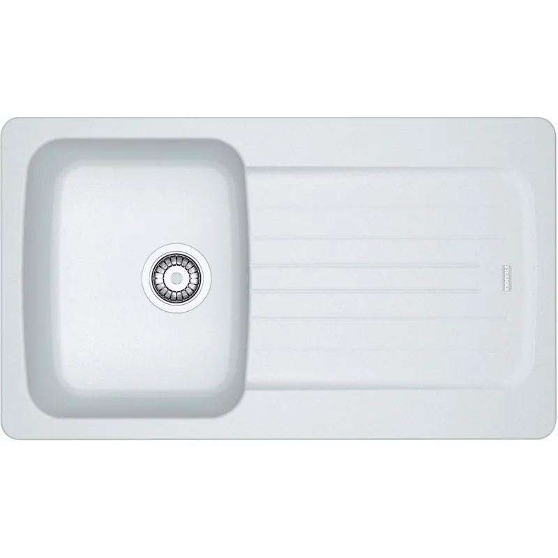 Aveta AVD 611-86 Evier 86x50cm avec égouttoir réversible, Fradura, Blanc (AVD611-86B)