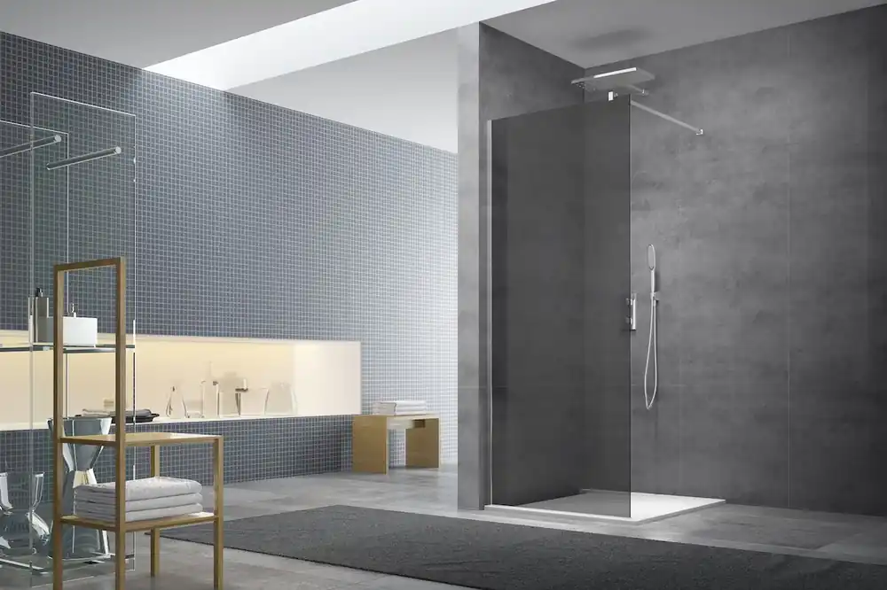 Walk-in Paroi de douche à l‘italienne 77x200 cm, Verre fumé Easy Clean (WI80KS)