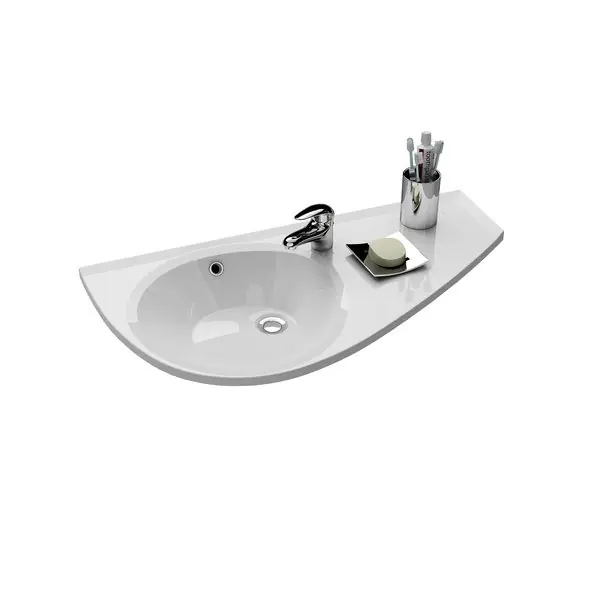 Avocado Comfort Lavabo 85x45cm, style asymétrique gain de place, orientation droite, avec perçage et trop plein XJ1P1100000
