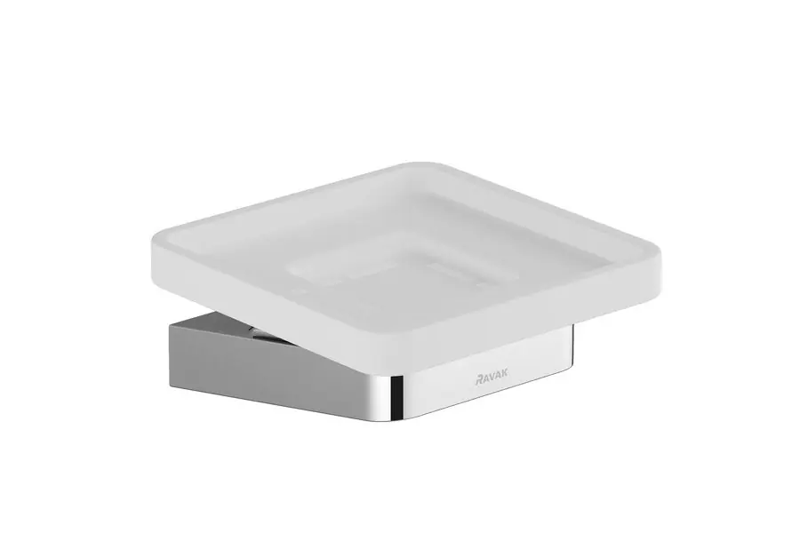 10° Porte-savon fixation murale, en verre dépoli avec support en métal, Chrome (X07P354)