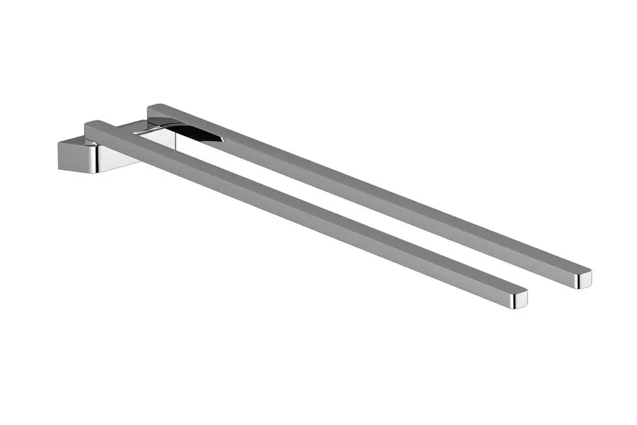 10° Porte-serviette fixation murale avec 2 bras pivotants 42cm, Métal, Chrome (X07P328)