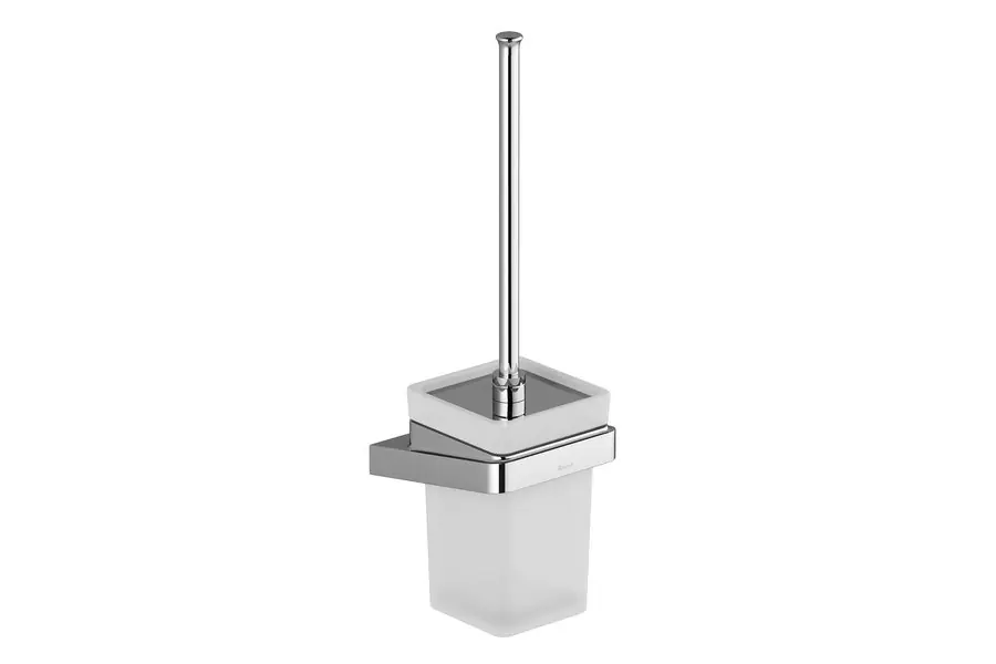 10° Brosse WC en verre avec support en métal, Chrome (X07P330)